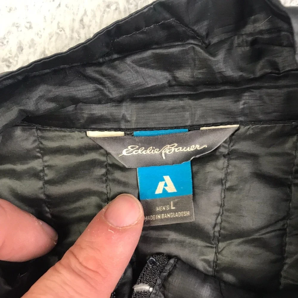 Eddie Bauer First Ascent Vest Mens L Black Goose Down Insulated Puffer